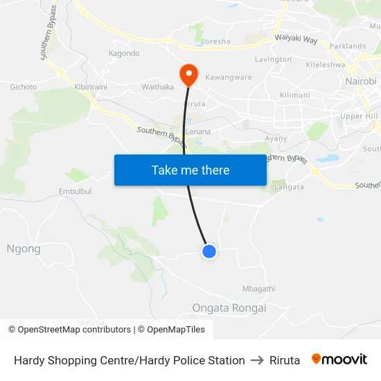 Hardy Shopping Centre/Hardy Police Station to Riruta map