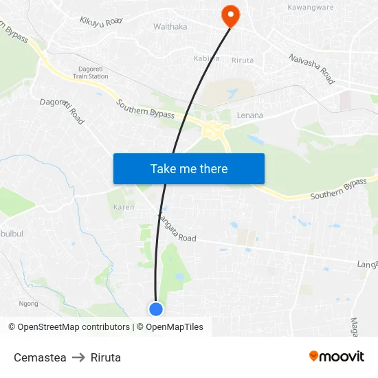 Cemastea to Riruta map