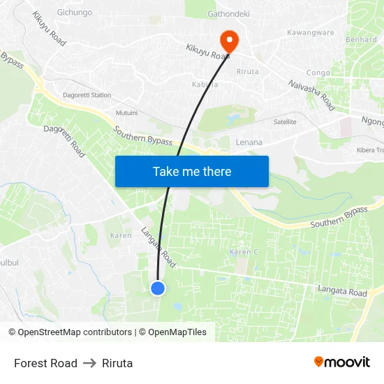 Forest Road to Riruta map