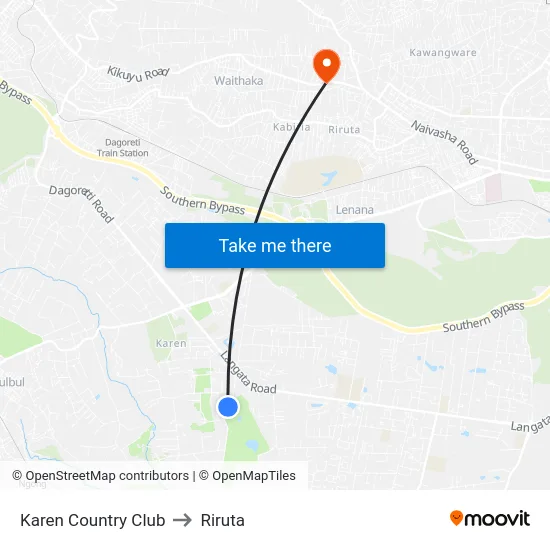 Karen Country Club to Riruta map