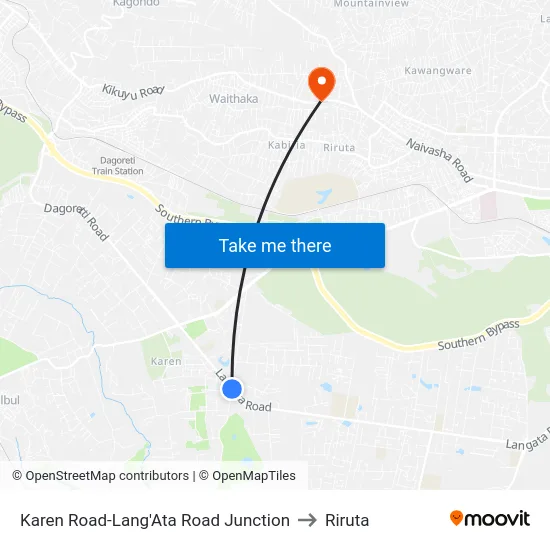 Karen Road-Lang'Ata Road Junction to Riruta map