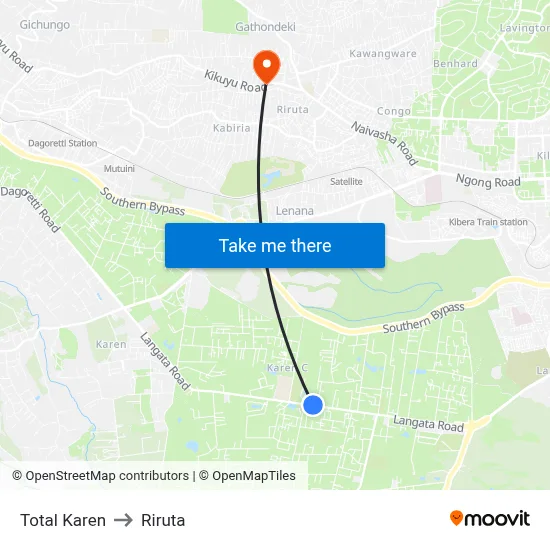 Total Karen to Riruta map