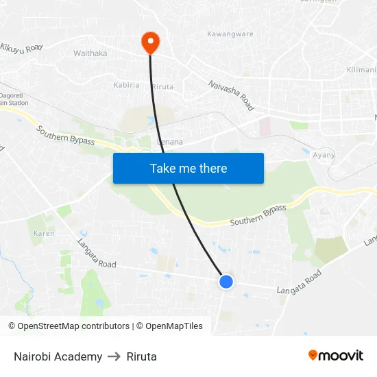 Nairobi Academy to Riruta map