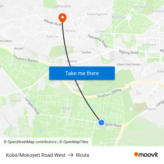 Kobil/Mokoyeti Road West to Riruta map