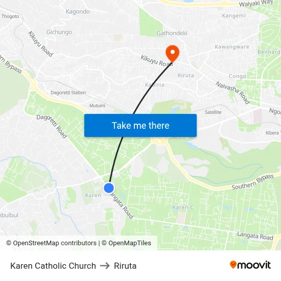 Karen Catholic Church to Riruta map