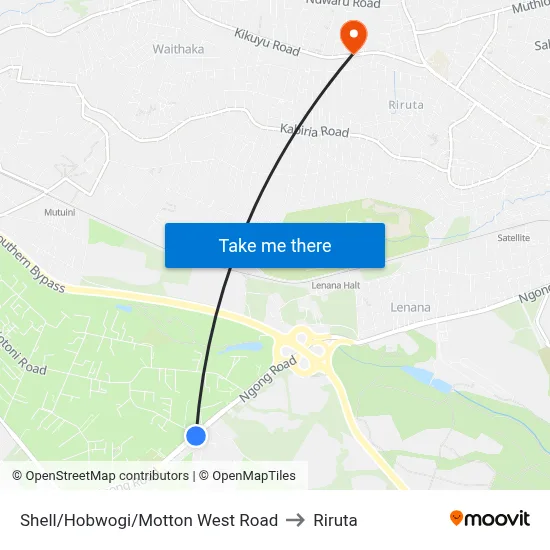 Shell/Hobwogi/Motton West Road to Riruta map