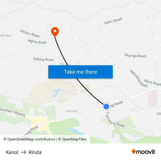 Kenol to Riruta map