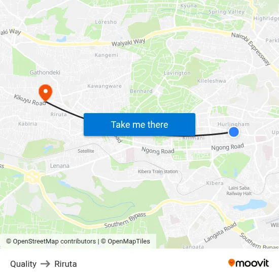 Quality to Riruta map