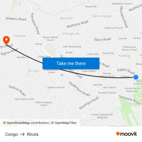Congo to Riruta map