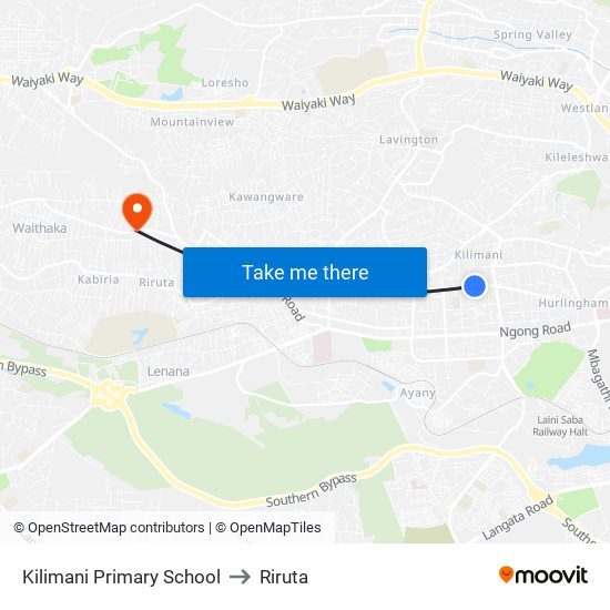 Kilimani Primary School to Riruta map