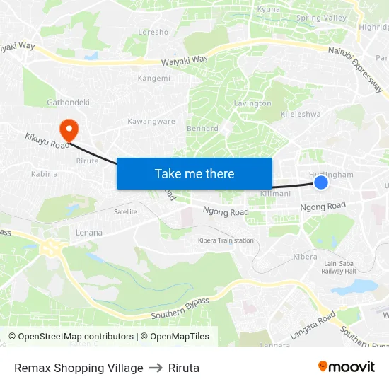 Remax Shopping Village to Riruta map