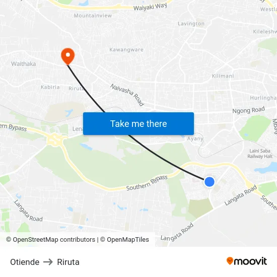 Otiende to Riruta map