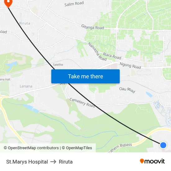 St.Marys Hospital to Riruta map