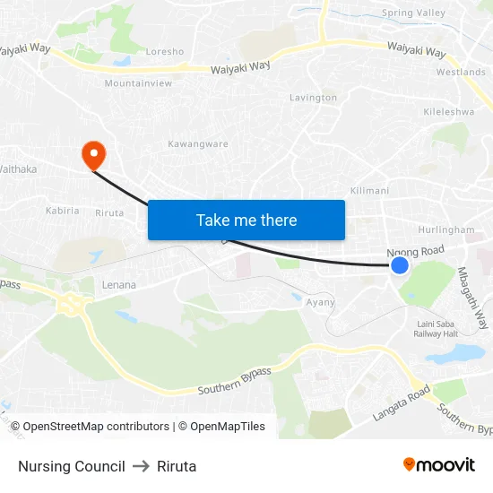 Nursing Council to Riruta map