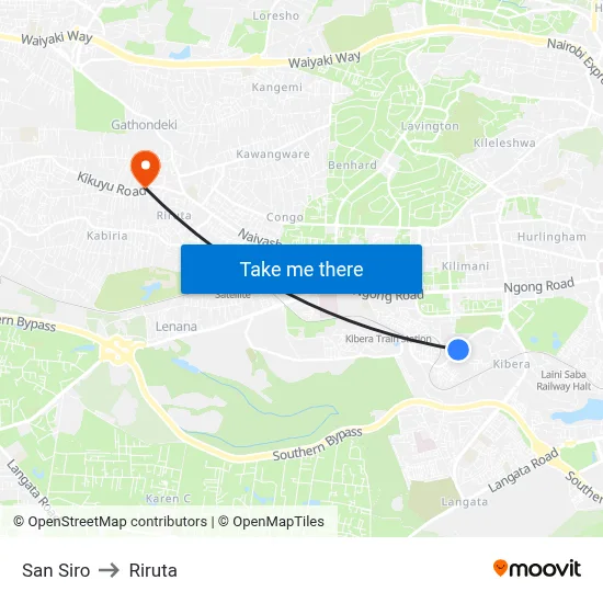 San Siro to Riruta map