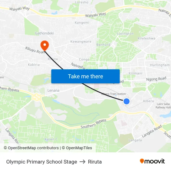 Olympic Primary School Stage to Riruta map