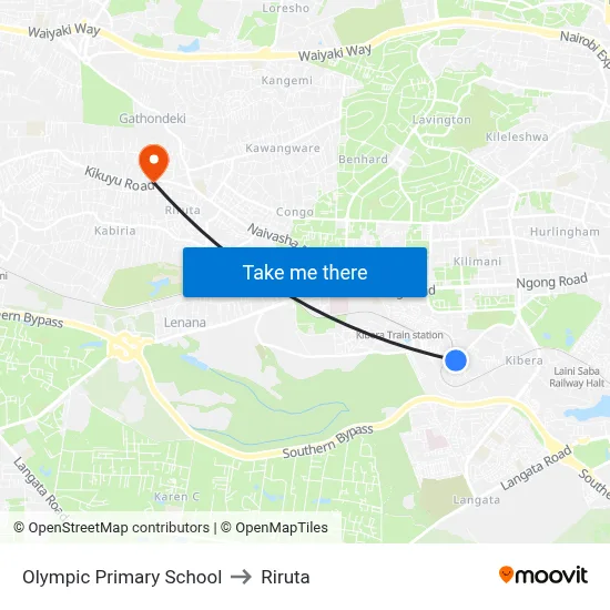 Olympic Primary School to Riruta map