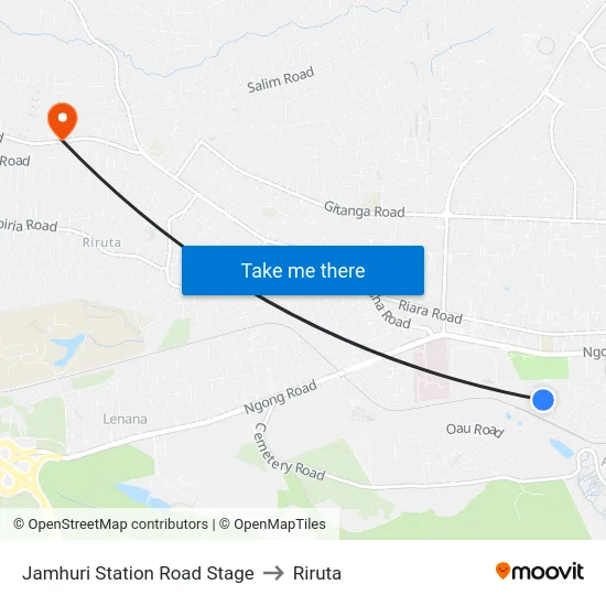 Jamhuri Station Road Stage to Riruta map