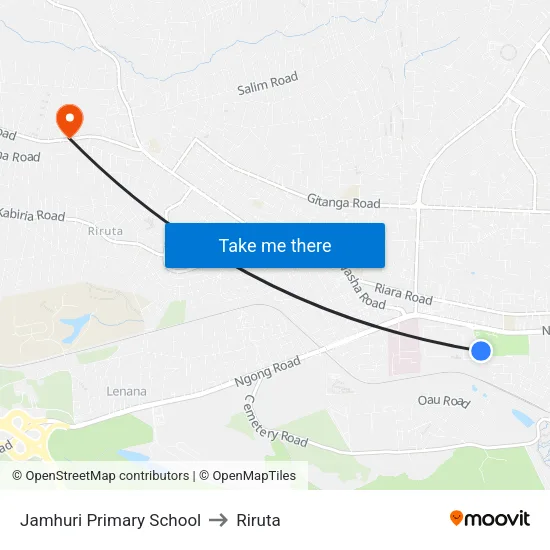 Jamhuri Primary School to Riruta map