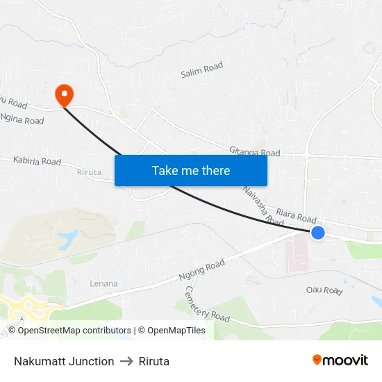 Nakumatt Junction to Riruta map