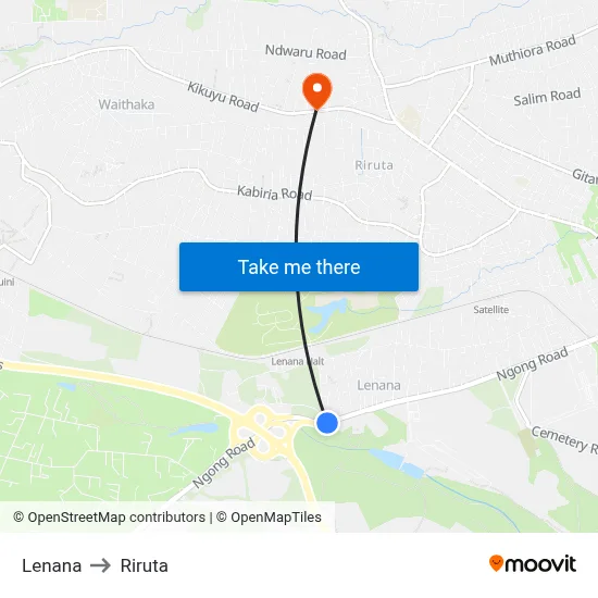 Lenana to Riruta map