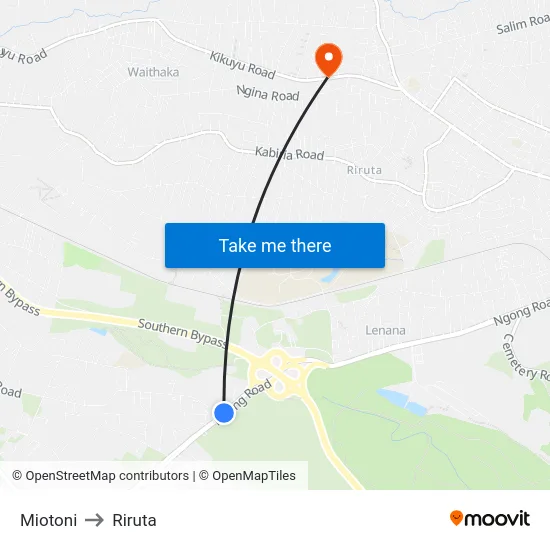 Miotoni to Riruta map