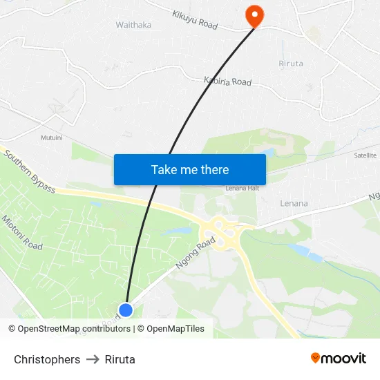 Christophers to Riruta map