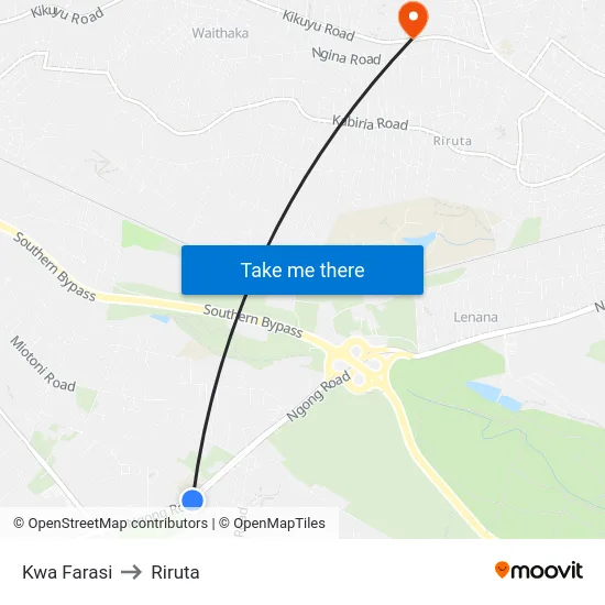 Kwa Farasi to Riruta map