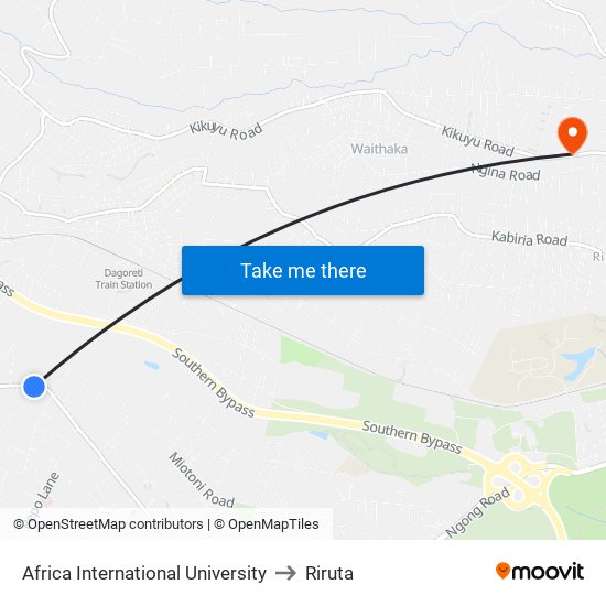 Africa International University to Riruta map