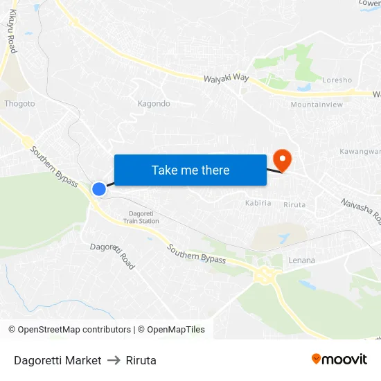 Dagoretti Market to Riruta map