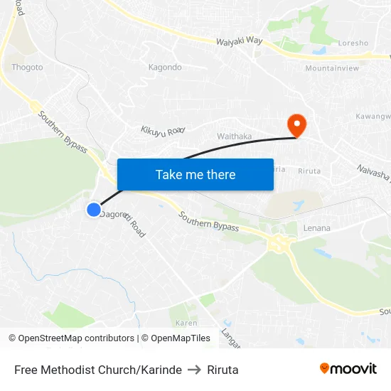 Free Methodist Church/Karinde to Riruta map