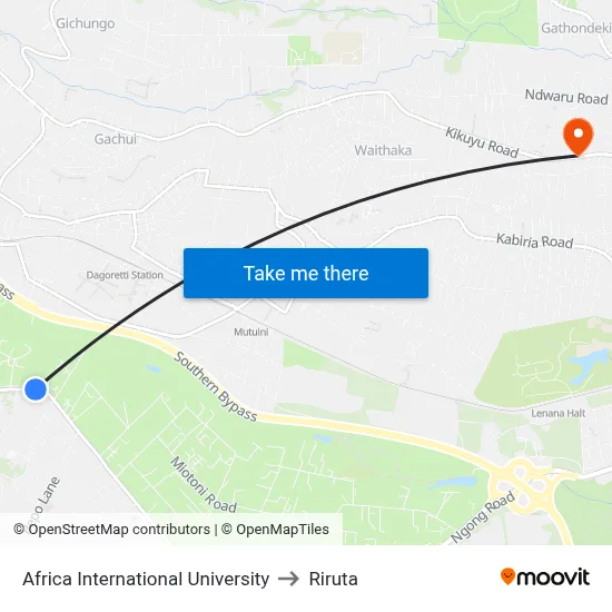 Africa International University to Riruta map