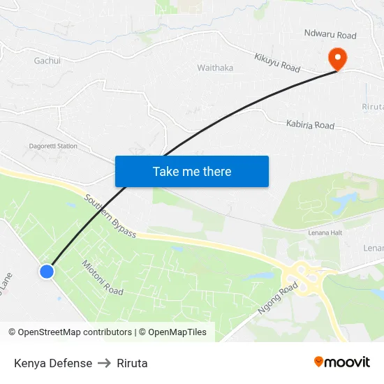 Kenya Defense to Riruta map