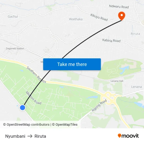 Nyumbani to Riruta map