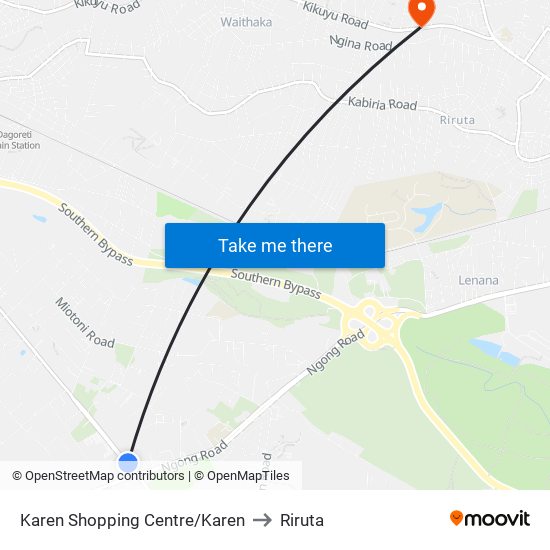 Karen Shopping Centre/Karen to Riruta map