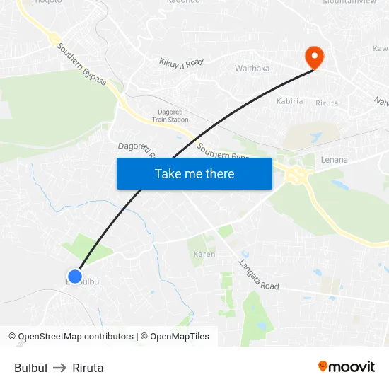 Bulbul to Riruta map
