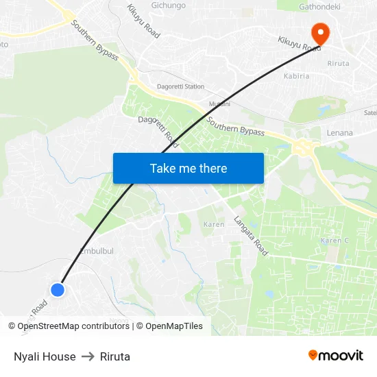 Nyali House to Riruta map