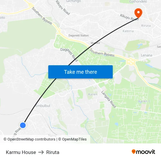 Karmu House to Riruta map