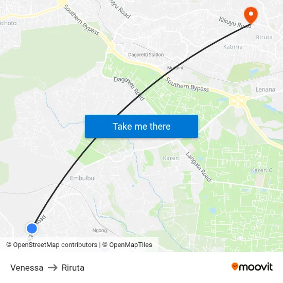 Venessa to Riruta map