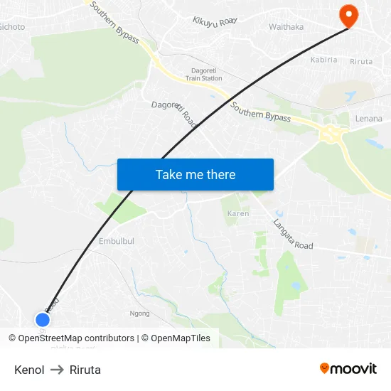 Kenol to Riruta map