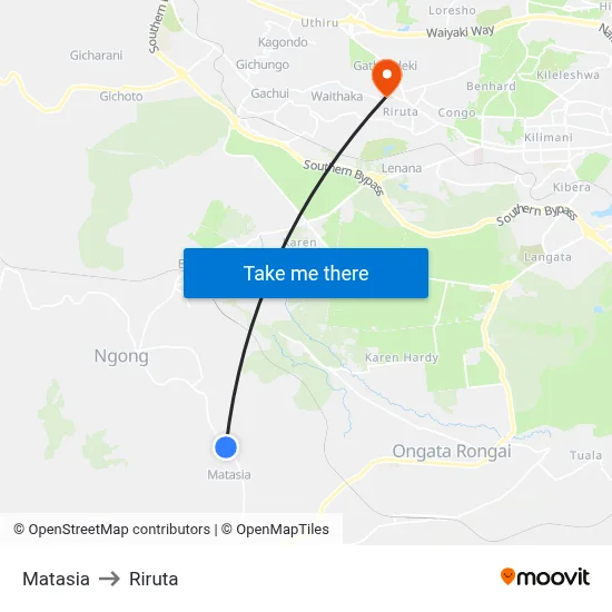 Matasia to Riruta map