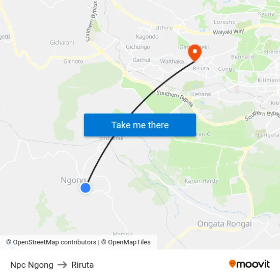 Npc Ngong to Riruta map