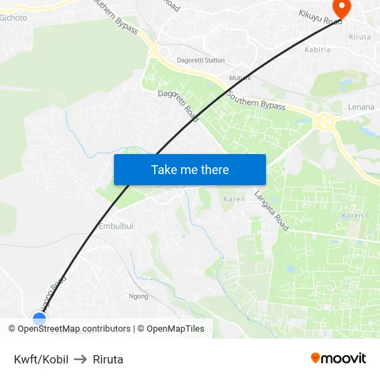 Kwft/Kobil to Riruta map