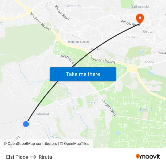 Elsi Place to Riruta map