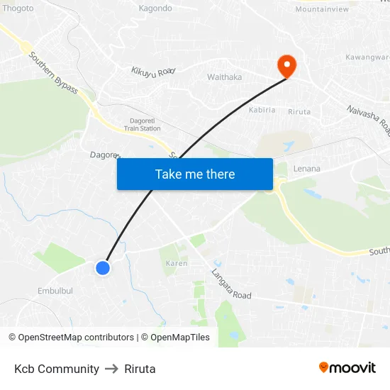 Kcb Community to Riruta map