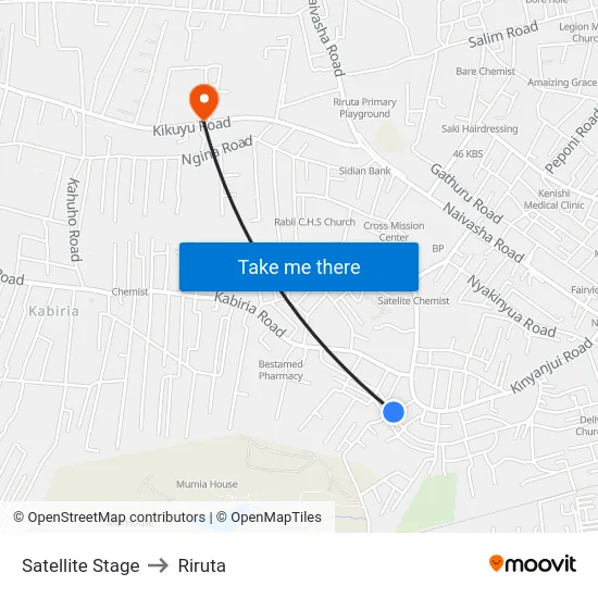Satellite Stage to Riruta map