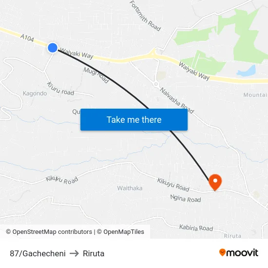 87/Gachecheni to Riruta map