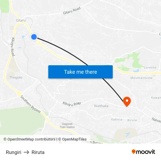 Rungiri to Riruta map