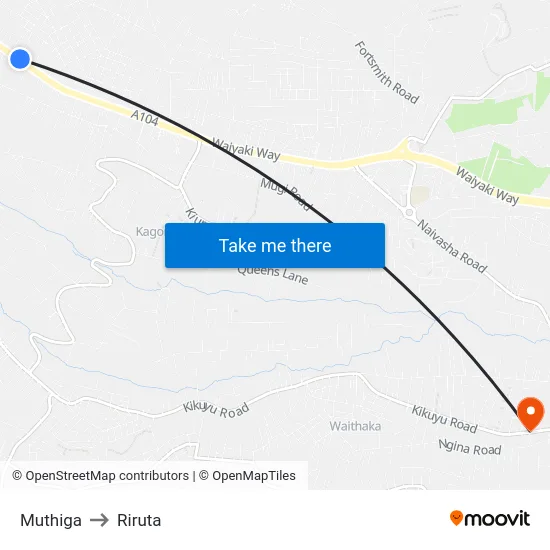Muthiga to Riruta map