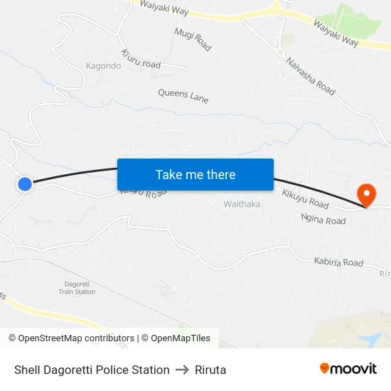 Shell Dagoretti Police Station to Riruta map